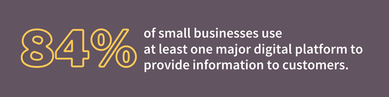84% of small businesses use at least one major digital platform to provide information to customers